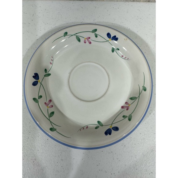 Allegro Stoneware Hearthside Floral Blue Pattern Saucer - Picture 3 of 4